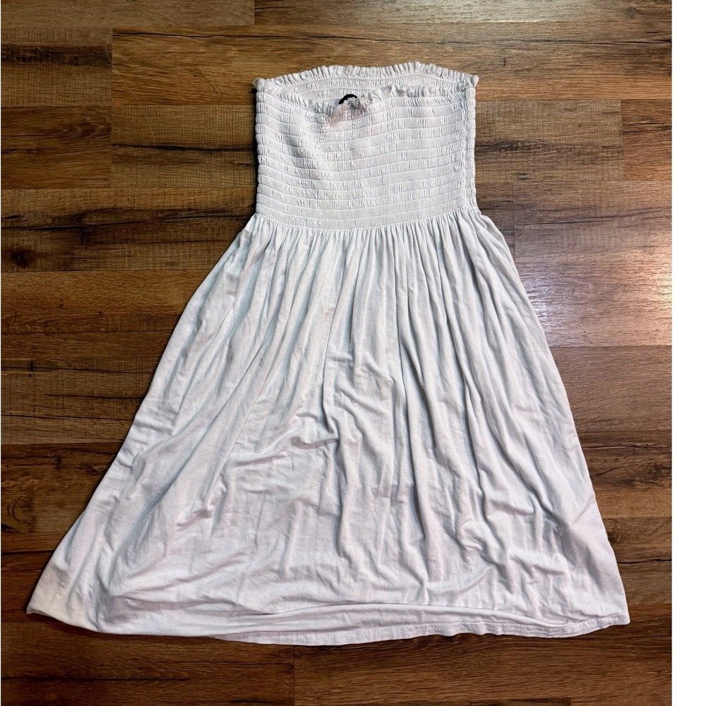 Suzy Collection Tube Dress White Smocked Strapless Coastal Boho Summer Mini Y2K - Picture 3 of 6